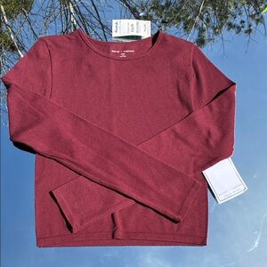 knit long sleeve ribbed tee in wine by A New Day